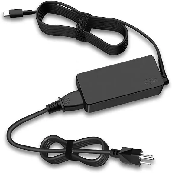 AC Adapter 65W 20V 3.25A USB Type C USB-C For Lenovo T470S T480 T480S T490 T490S T14 With 2 Prong Power Cord