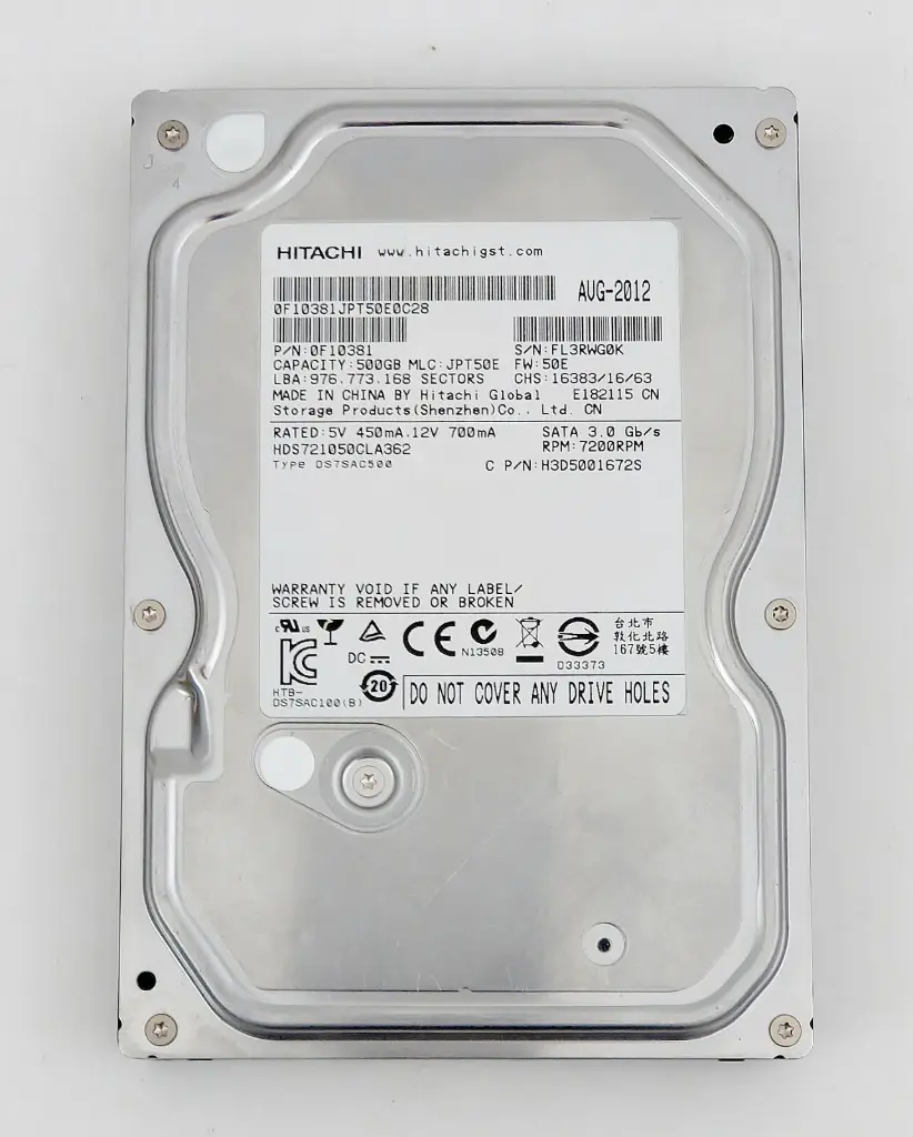 HDD Hitachi DeskStar P7K500 500GB 3.5" Internal Hard Drive SATA 2 300 MB/s 7200 RPM For Desktop