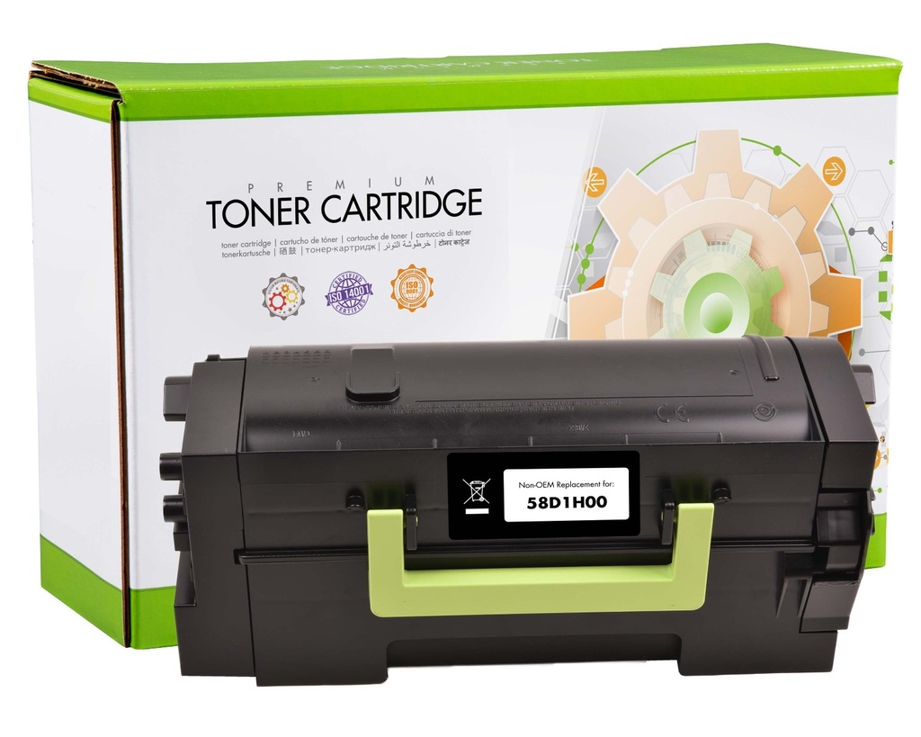 Remanufactured Toner Cartridge Replacement for 58D1H00 (15K yield) for Lexmark MS725 MS821 MS822 MS823 MS825 MS826 MX721MX722 MX822 MX826 Printer
