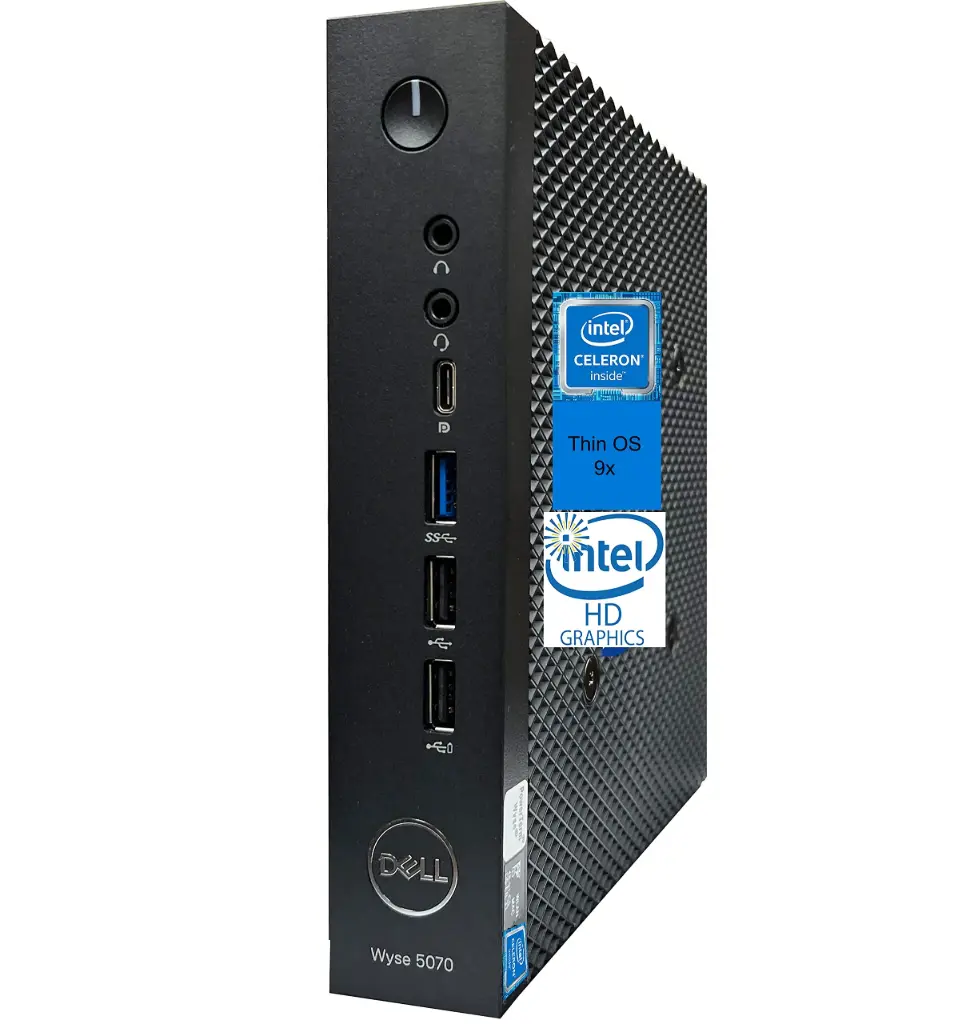Renewed Dell Wyse 5070 Thin Client Intel Celeron J4105  4GB RAM 16GB Flash EMMC USB C DisplayPort 4K UHD 2-Monitor Support Thin OS With 90 Days Warranty 