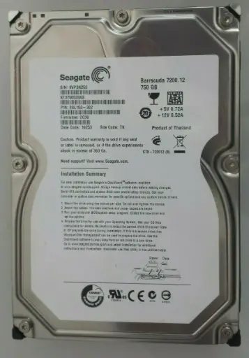 [HDD-SG-750GB-3.5] HDD Seagate ST3750528AS 750GB HDD 3.5" Internal Hard Drive 3.5 Inch SATA 6Gb/s 7200 RPM 256MB Cache For Desktop 